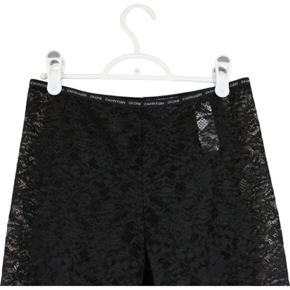 Calvin Klein CK One Small Womens Long Leg Boxer Brief Black Lace Biker Short P61 - Picture 6 of 9